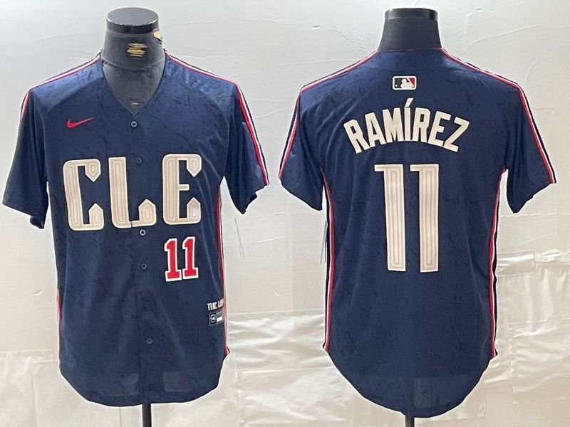 Men Cleveland Indians #11 Ramirez Blue City Edition Nike 2024 MLB Jersey style 8